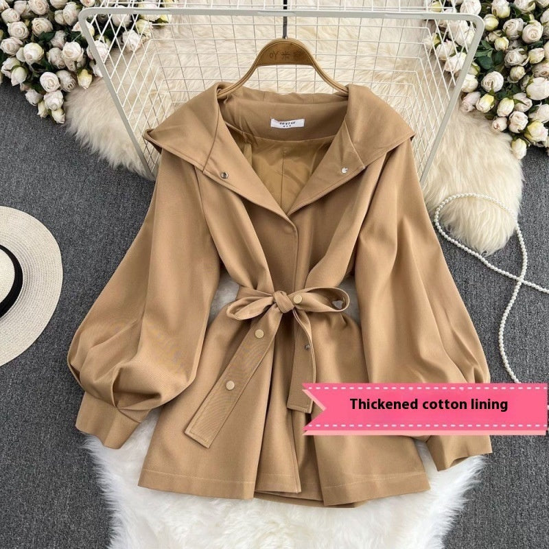 Winter And Autumn Hooded Trench Coat Women