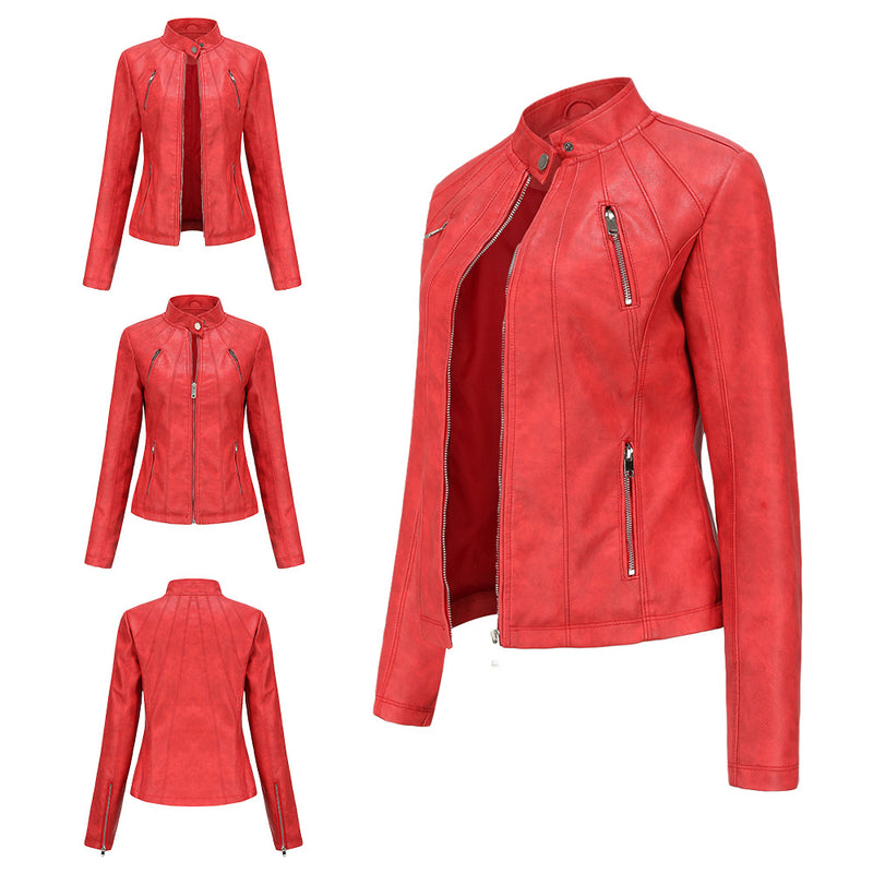 Short ladies leather jacket - WOMONA.COM