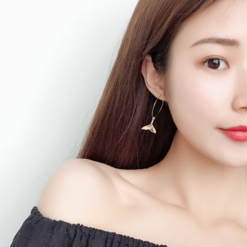 Korean Dolphin Tail Fishtail Earrings Female - WOMONA.COM