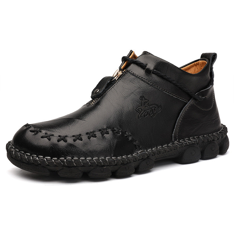 Men's Leather Boots Outdoor Casual Tooling Boots - WOMONA.COM