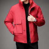 Men's Down Jacket Solid Color Stand Collar Coat - WOMONA.COM