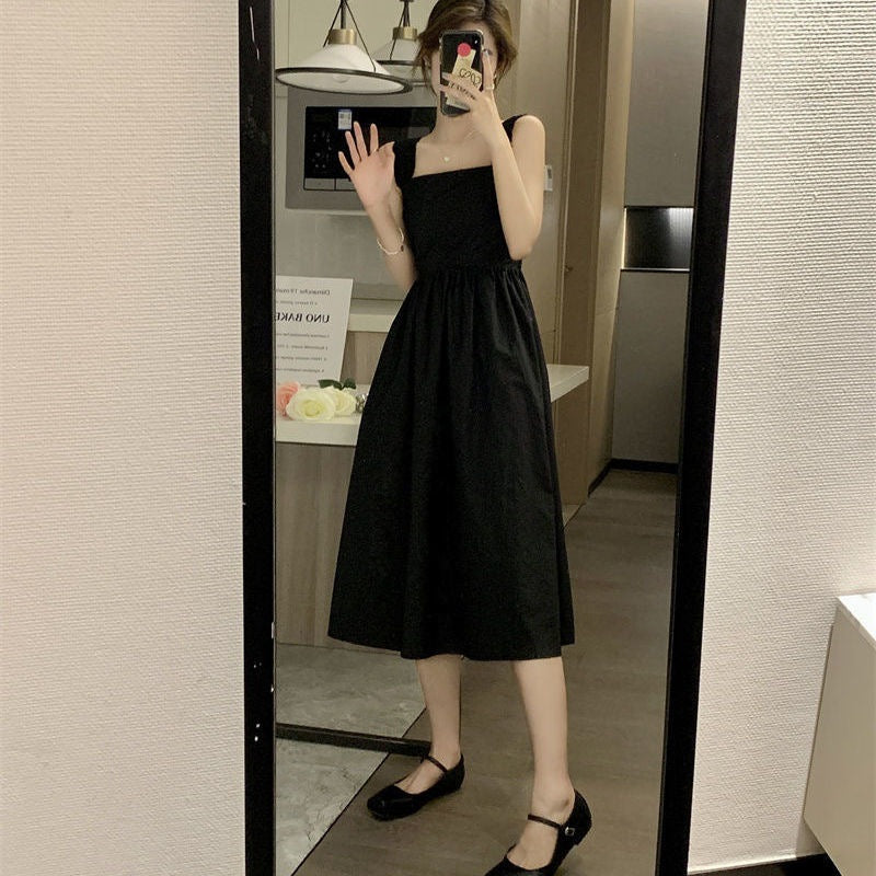 French Square Collar Sling Dress Summer Women - WOMONA.COM