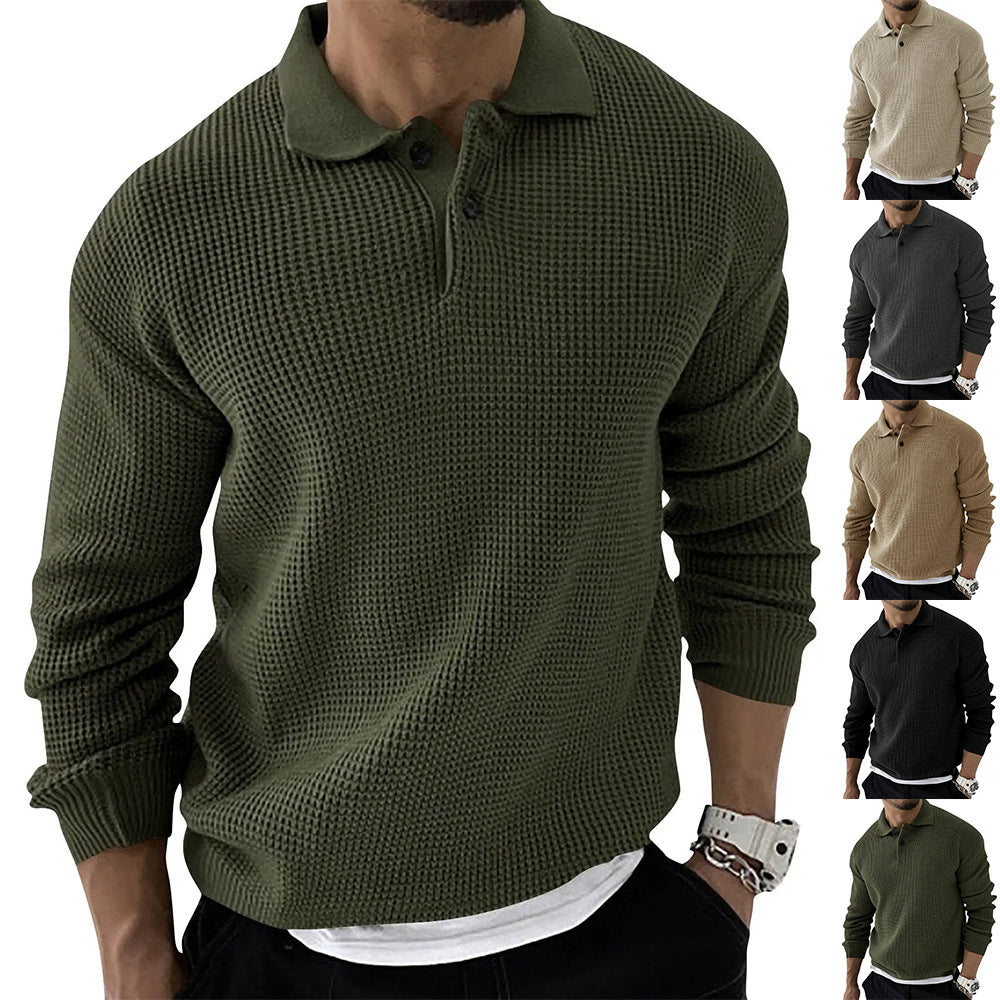 Men's slim polo collar knit sweater