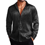 Men's Silk Satin Dress Shirt - WOMONA.COM