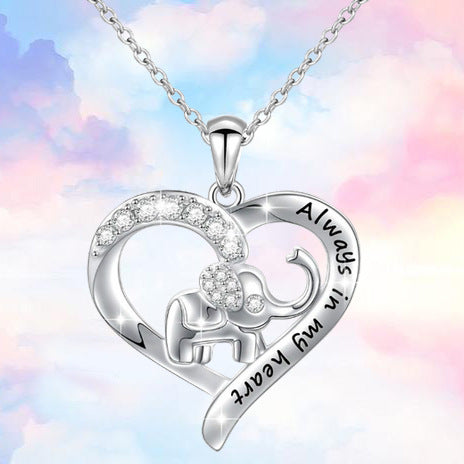 Elephant necklace personalized letter necklace - WOMONA.COM