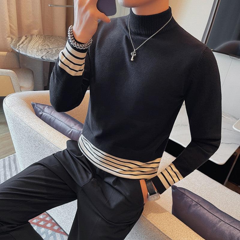 Spring And Autumn Men's Half Turtleneck Casual Sweater - WOMONA.COM