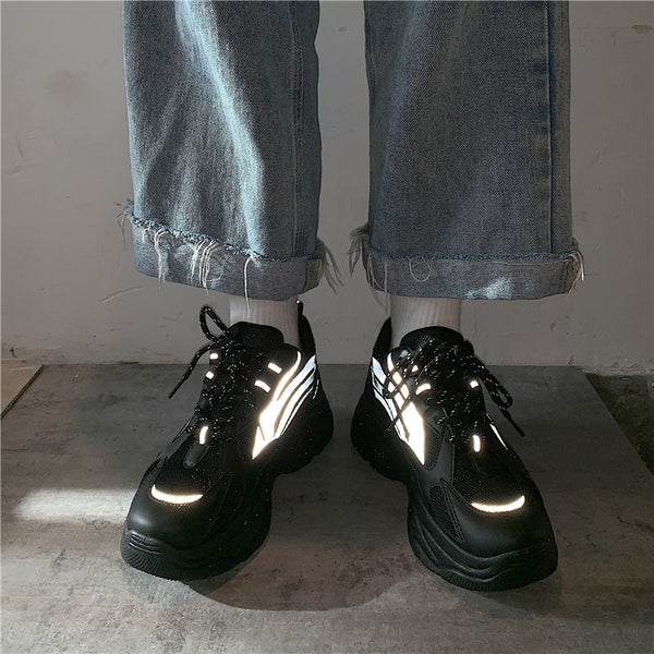 Platform Reflective Sneakers - WOMONA.COM