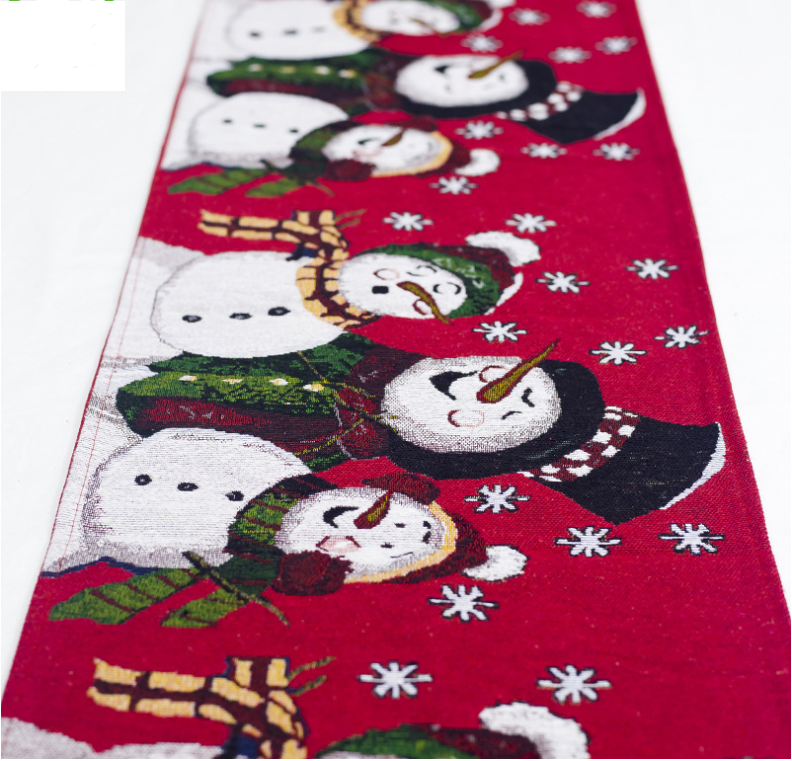 Elk Snowman Table Runner Merry Christmas Decorations - WOMONA.COM