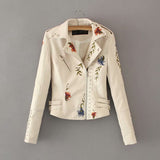 Embroidered studded leather jacket - WOMONA.COM