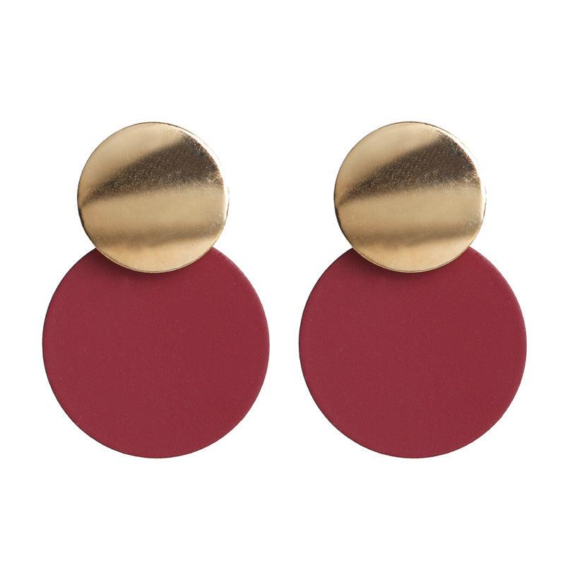 Metal long round earrings - WOMONA.COM