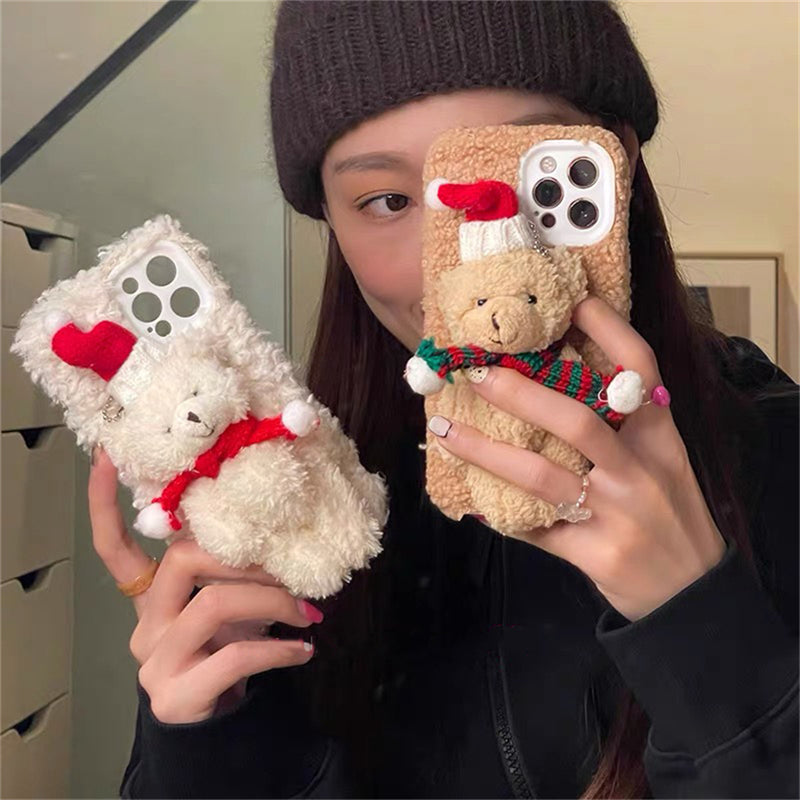 Christmas Bear Plush Mobile Phone Case - WOMONA.COM