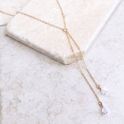 White pointed crystal necklace - WOMONA.COM