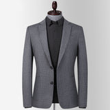 Men's Fashion Casual Knitted Plaid Stretch Suit Jacket - WOMONA.COM