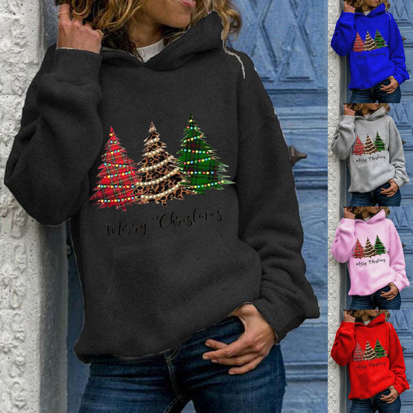 Christmas tree hooded sweater large size loose top - WOMONA.COM