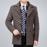 Men's woolen coat mid-length trench coat - WOMONA.COM