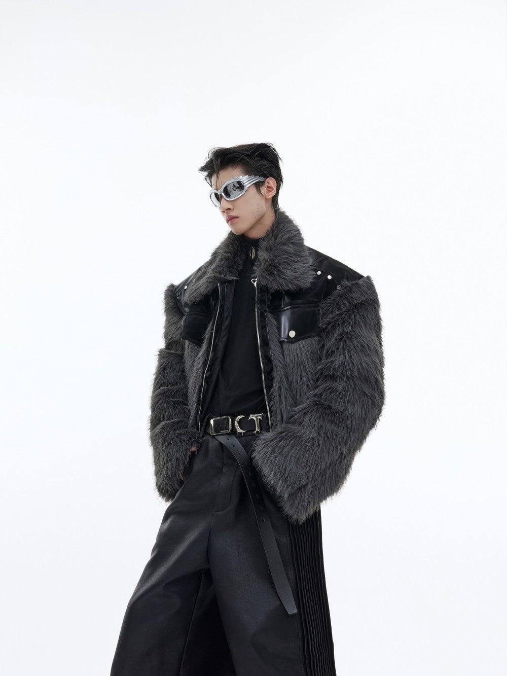 Spliced Anti Mink Fur Fur Coat - WOMONA.COM