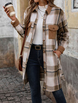 Plaid Long Coat With Pockets Fashion Winter Jacket - WOMONA.COM