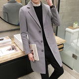 Men's woolen coat slim and handsome long trench coat - WOMONA.COM