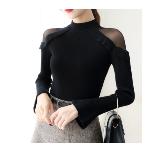 Turtleneck Long Sleeved Sweater Pullover Slim Fit - WOMONA.COM