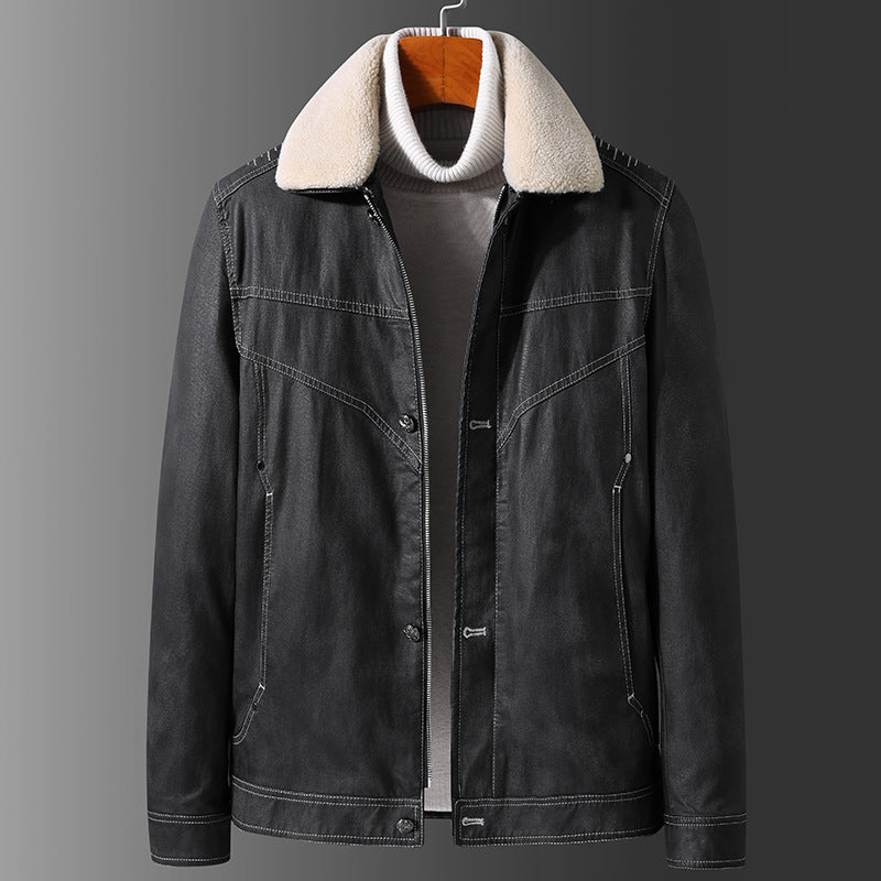 Men's Classic Denim Jacket with Lapel Collar