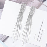 Long crystal tassel earrings - WOMONA.COM