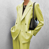 Pure Color Suit Pants Suit Two-piece Set - WOMONA.COM