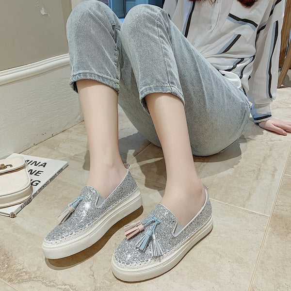 Fringed Flat Sneakers - WOMONA.COM