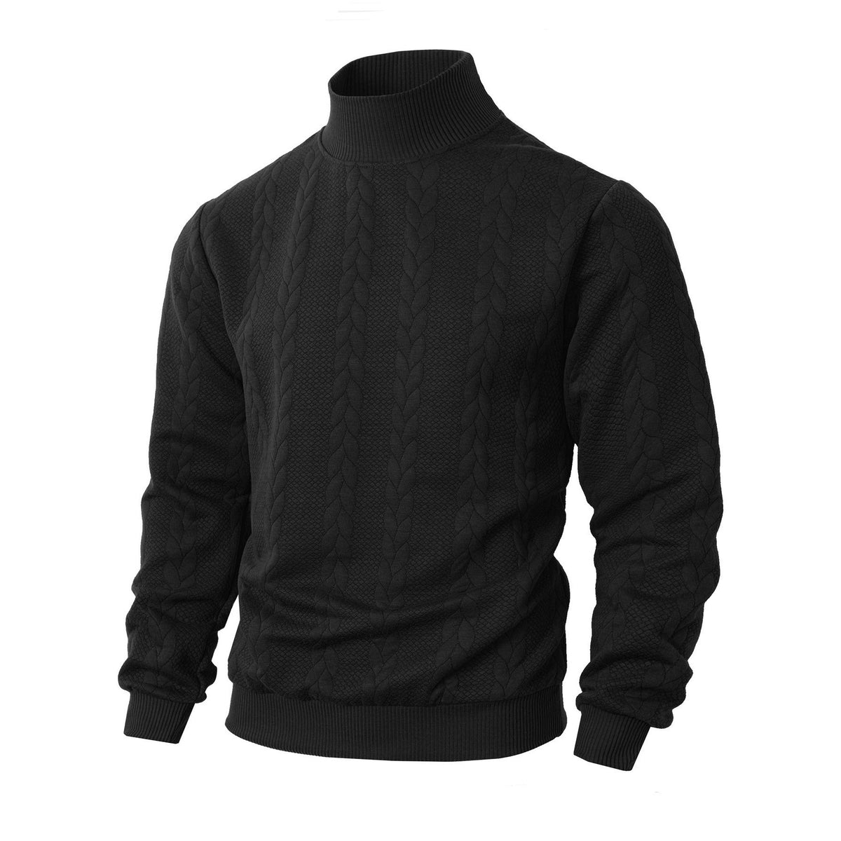 Mens Fashionable Jacquard Turtleneck Warm Sweater