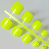 Bright Green Acrylic Fake Toe Square Press On Nails - WOMONA.COM