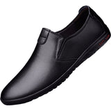 Black Casual Leather Shoes Men Korean Style - WOMONA.COM