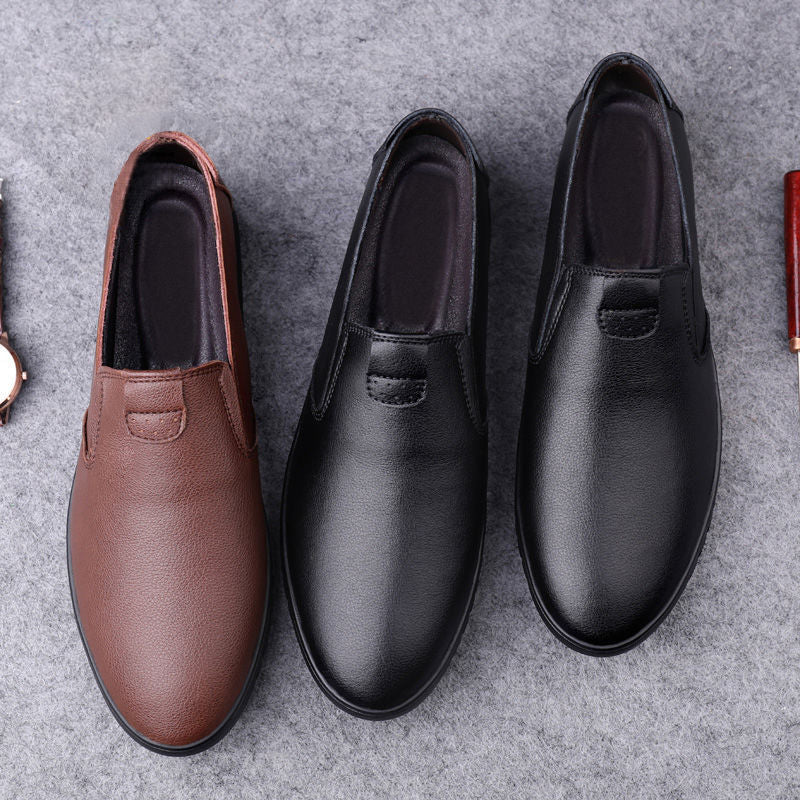 Black Casual Leather Shoes Men Korean Style - WOMONA.COM