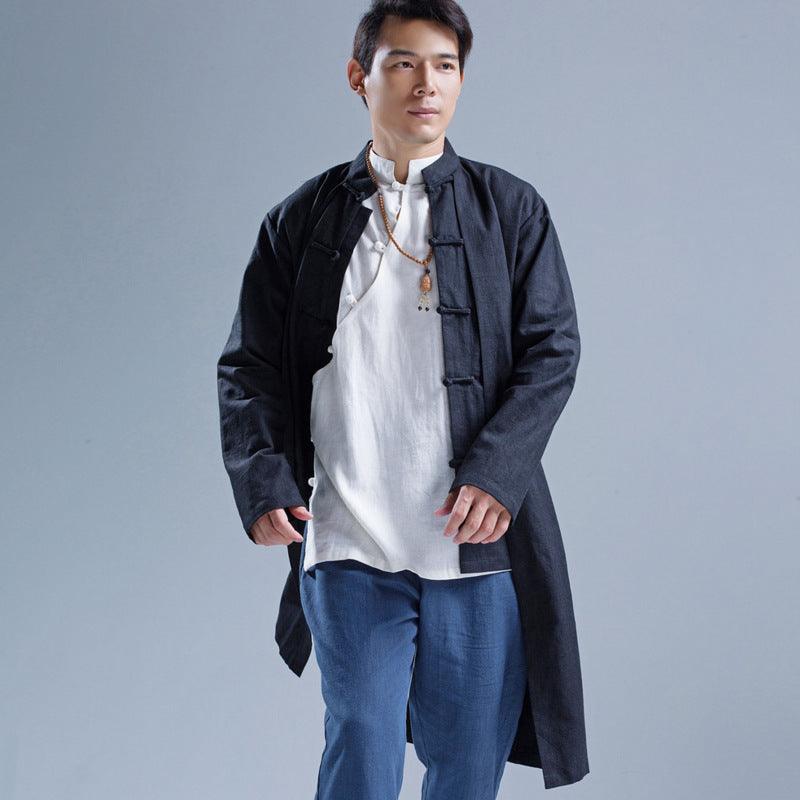 Loose ramie leisure windbreaker for men - WOMONA.COM