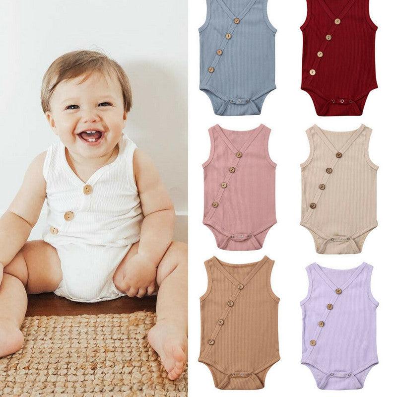Newborn Baby Solid Bodysuit Kids Clothes - WOMONA.COM