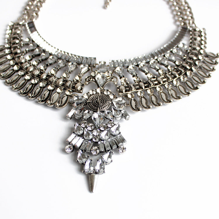 Alloy Diamond Short Crystal Necklace - WOMONA.COM