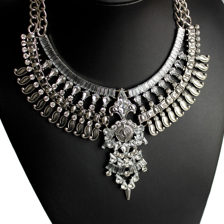 Alloy Diamond Short Crystal Necklace - WOMONA.COM