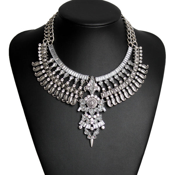 Alloy Diamond Short Crystal Necklace - WOMONA.COM