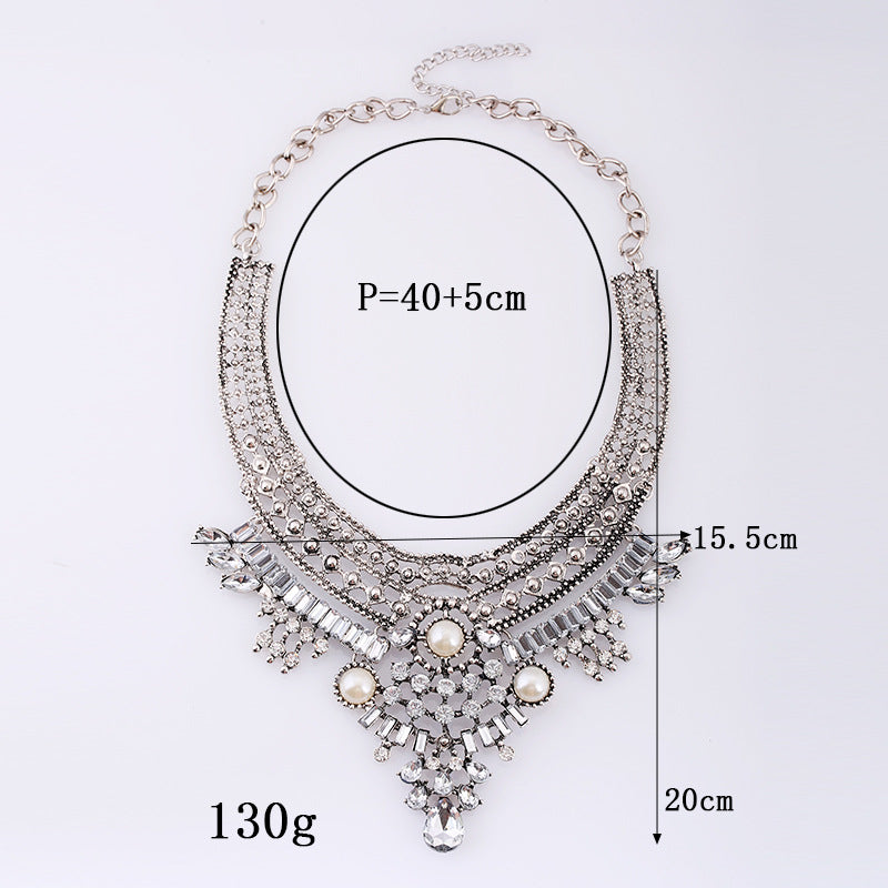 Alloy Diamond Short Crystal Necklace - WOMONA.COM