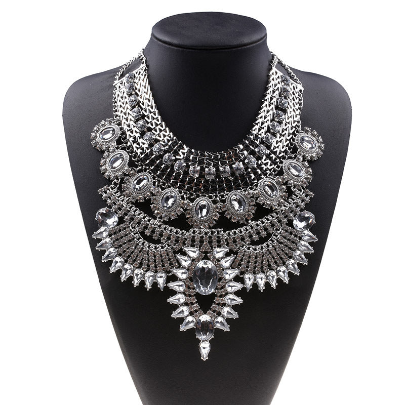 Alloy Diamond Short Crystal Necklace - WOMONA.COM