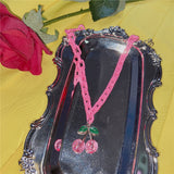 Pink Cherry Acrylic Chain Necklace - WOMONA.COM