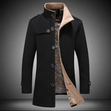 Men's Single-Breasted Woolen Trench Coat - WOMONA.COM