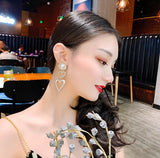 Pearl Rhinestone Drop Earrings - WOMONA.COM