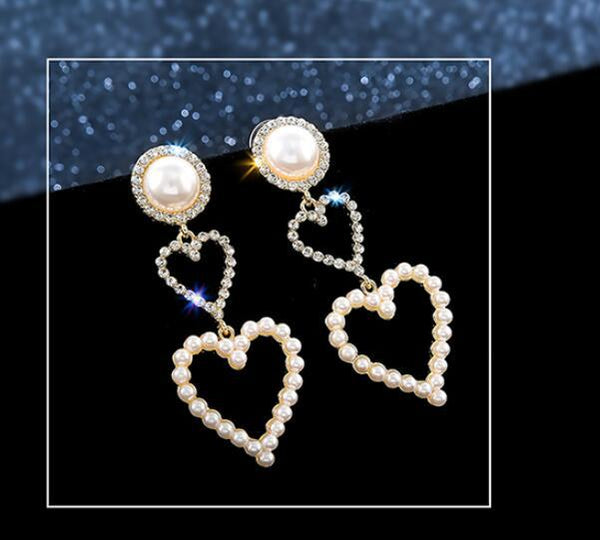 Pearl Rhinestone Drop Earrings - WOMONA.COM