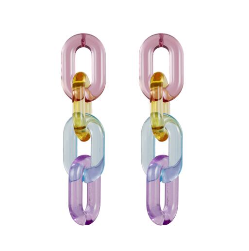 Colorful Transparent Jelly Chain Buckle Earrings - WOMONA.COM