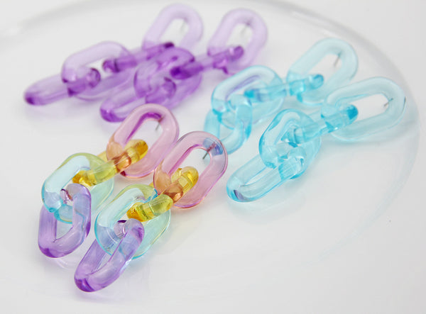 Colorful Transparent Jelly Chain Buckle Earrings - WOMONA.COM