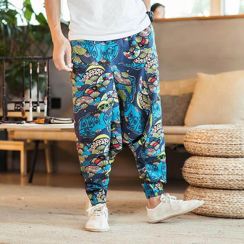 Loose Hip-Hop National Style Linen Casual Pants Men Loose - WOMONA.COM