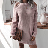 Knitwear College Sweater For Women Long Blue Gray - WOMONA.COM