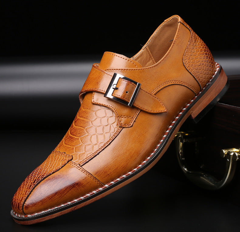 Spring Low-heel Belt Buckle Business Single Shoes Men - WOMONA.COM