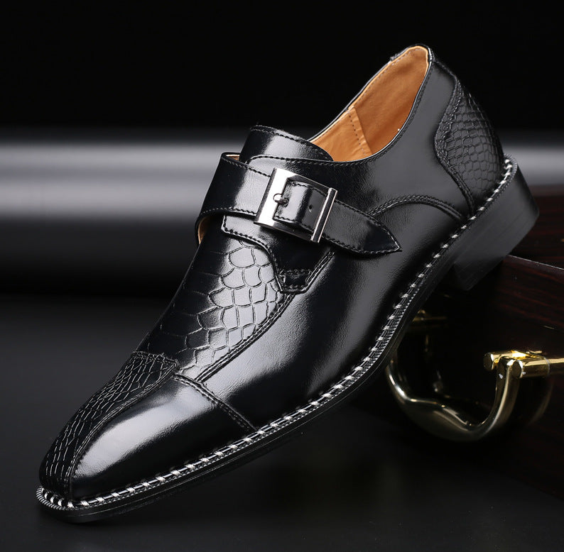 Spring Low-heel Belt Buckle Business Single Shoes Men - WOMONA.COM