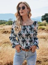 Waist Floral Tight-Fitting Slimming Blouse Women - WOMONA.COM