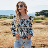 Waist Floral Tight-Fitting Slimming Blouse Women - WOMONA.COM